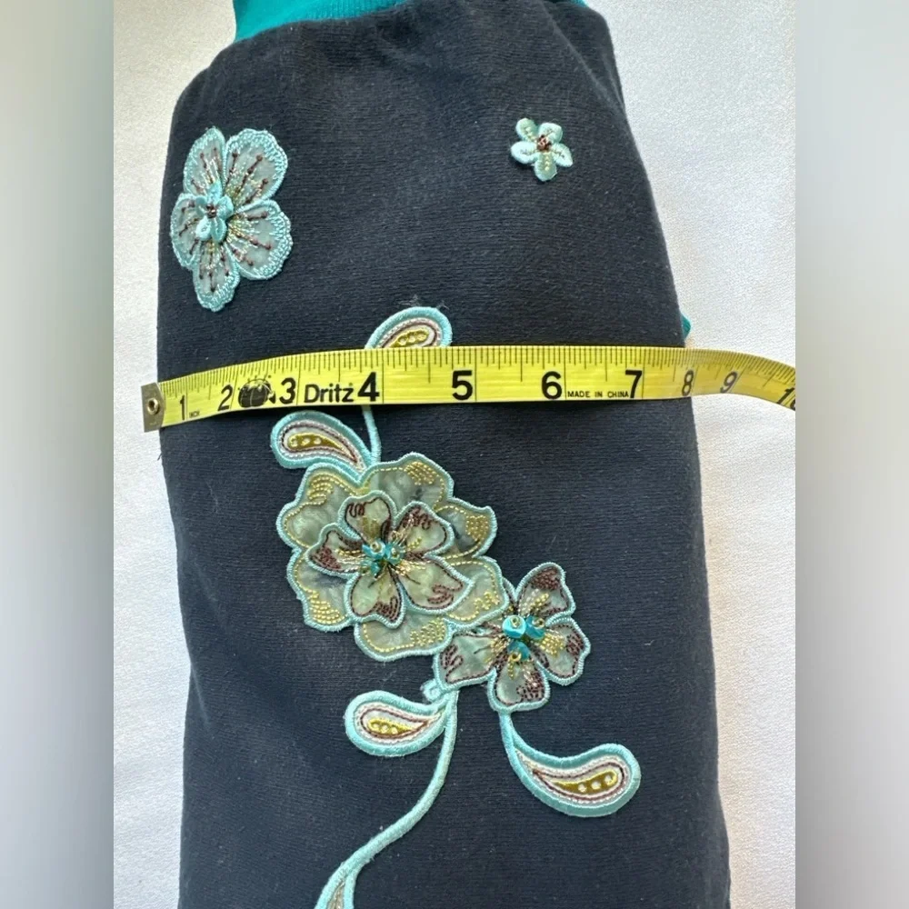 Handmade Upcycled Floral Embroidered Dog Sweater | Small Dog | One of a Kind